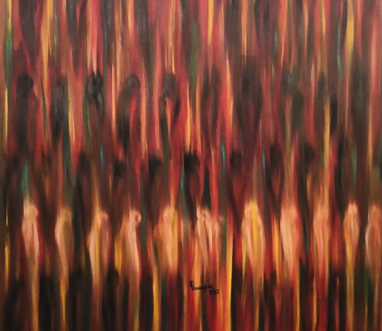 Code: 0002Title: Meeting the light Series_No.1Technique: Oil on canvas,Size: 48x48 inches,Year: 2012